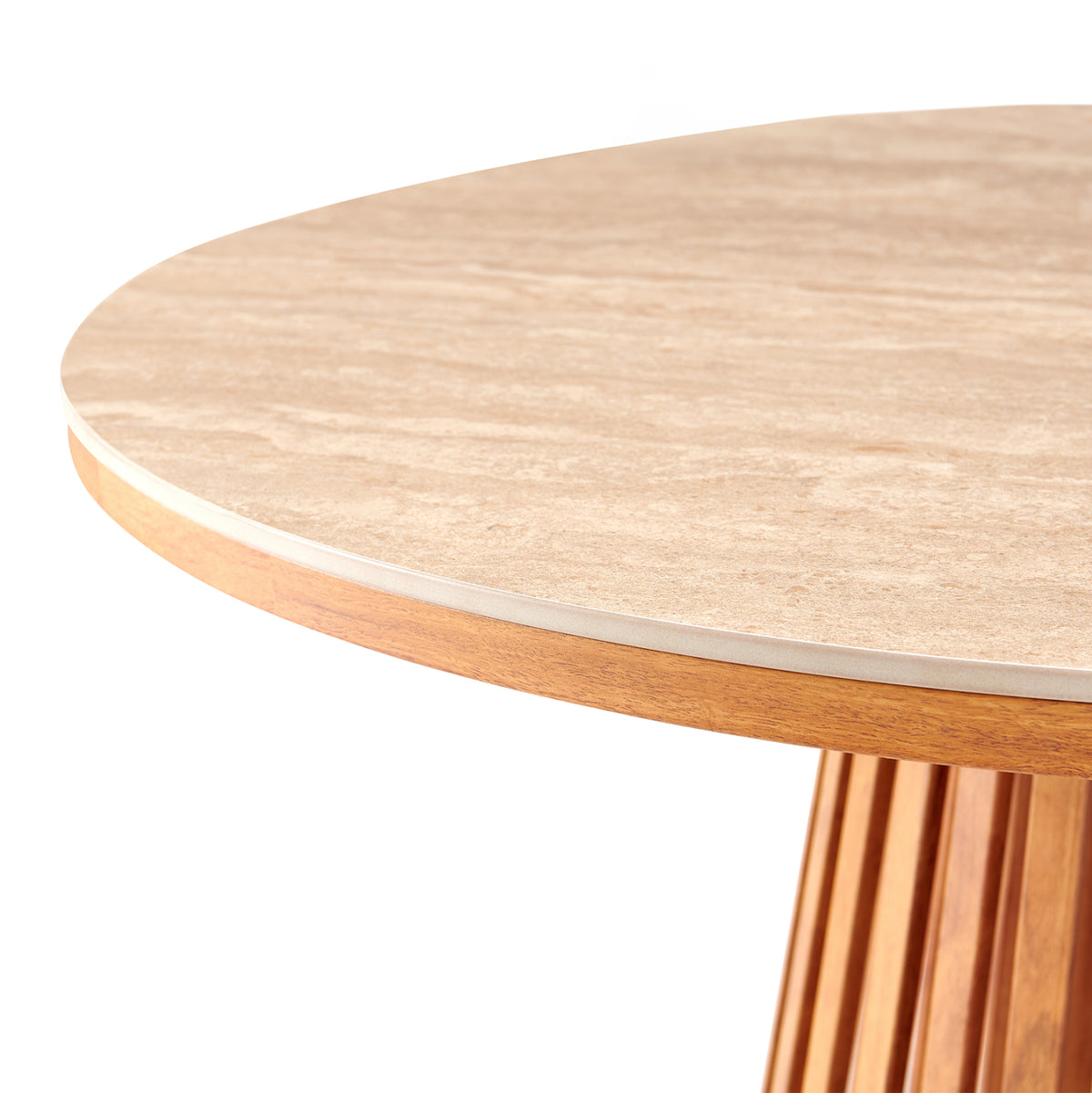 Dining Table Round Charm Hm18465.05 Sintered Stone Top In Travertine--metal Base Φ120x75hcm.