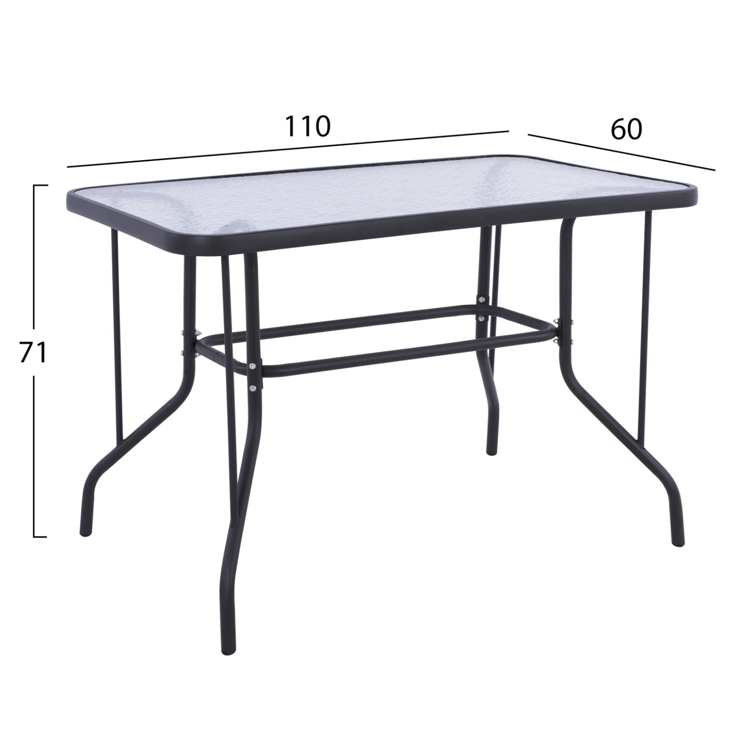Outdoor Metallic Table Adam Hm5020.01 Dark Grey With Safety Glass Top 110Χ60Χ71hcm.
