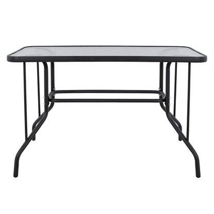 Outdoor Metallic Table Adam Hm5020.01 Dark Grey With Safety Glass Top 110Χ60Χ71hcm.