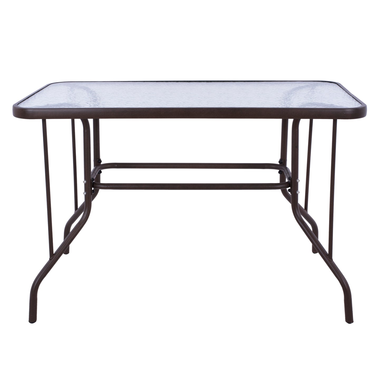 Outdoor Metallic Table Adam Hm5020.02 Brown With Reinforced Glass Top 110Χ60Χ71hcm.