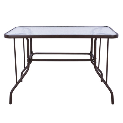 Outdoor Metallic Table Adam Hm5020.02 Brown With Reinforced Glass Top 110Χ60Χ71hcm.