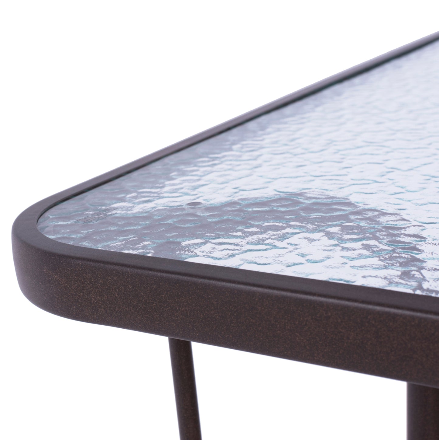 Outdoor Metallic Table Adam Hm5020.02 Brown With Reinforced Glass Top 110Χ60Χ71hcm.