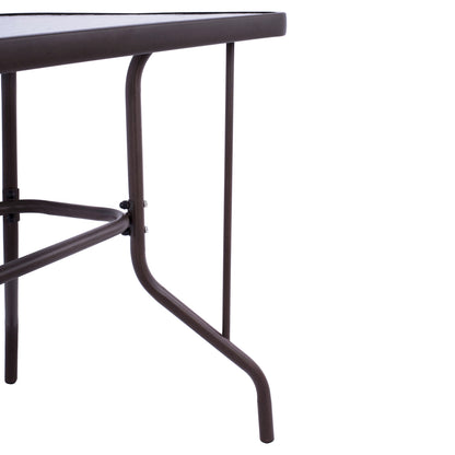 Outdoor Metallic Table Adam Hm5020.02 Brown With Reinforced Glass Top 110Χ60Χ71hcm.