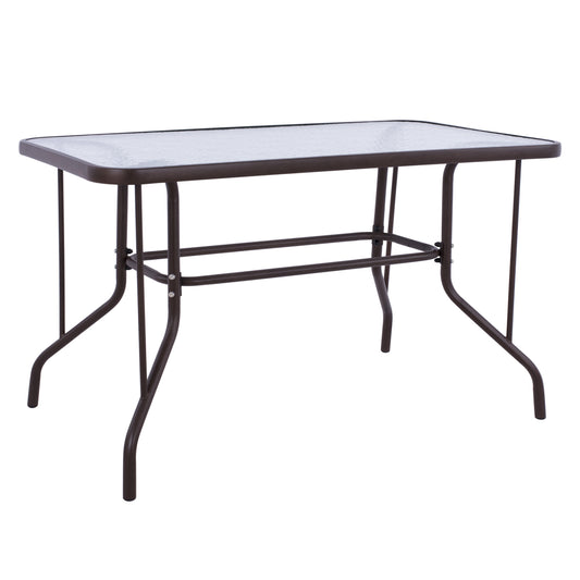 Outdoor Metallic Table Adam Hm5020.02 Brown With Reinforced Glass Top 110Χ60Χ71hcm.