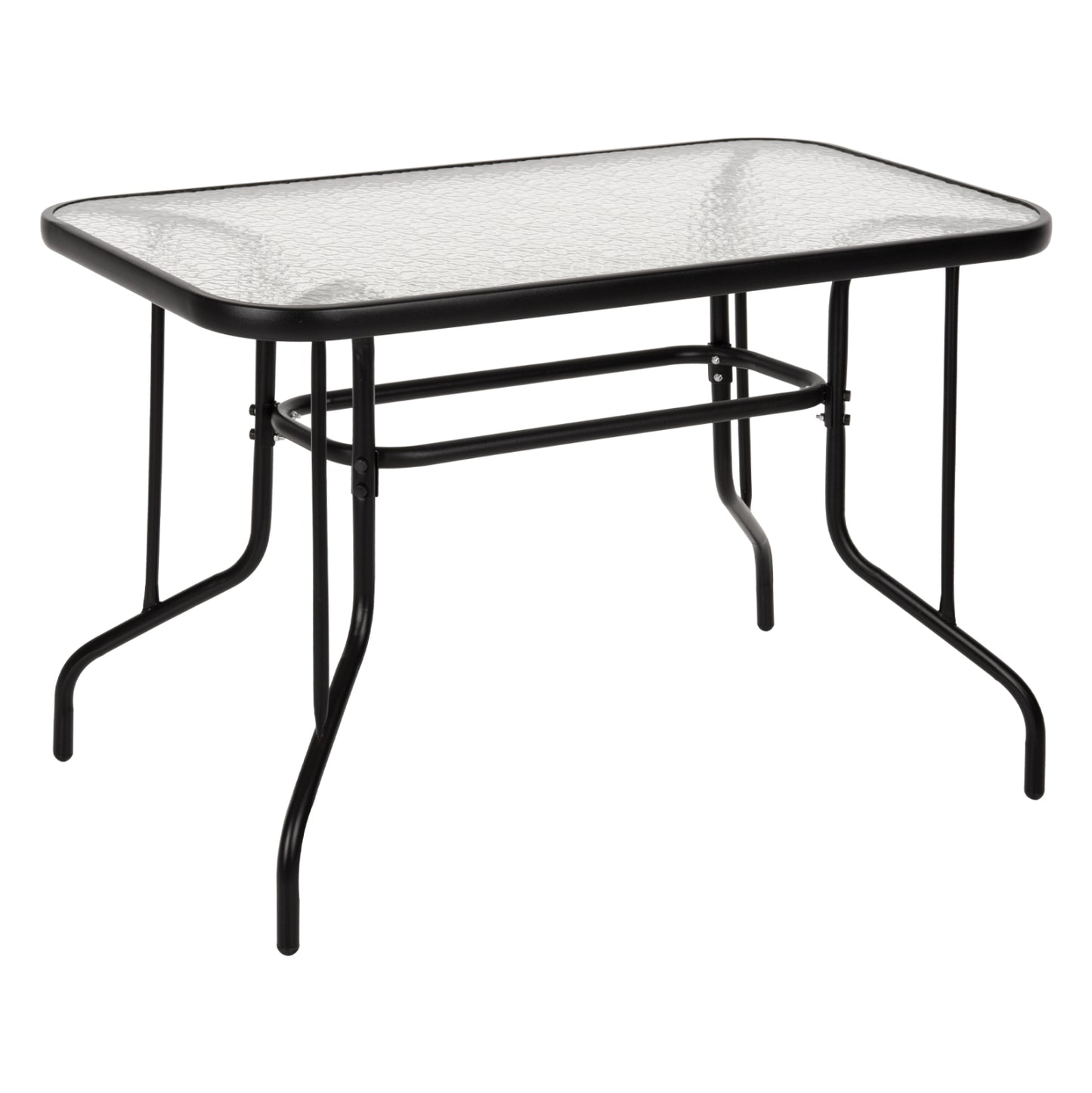 Outdoor Metallic Table Adam Hm5020.03 Black With Reinforced Glass Top 110Χ60Χ71hcm.