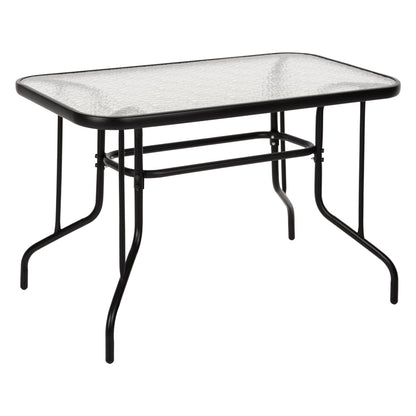 Outdoor Metallic Table Adam Hm5020.03 Black With Reinforced Glass Top 110Χ60Χ71hcm.