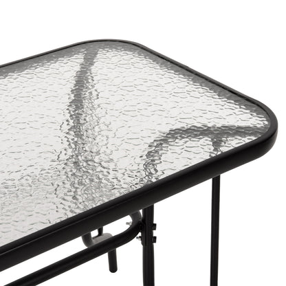 Outdoor Metallic Table Adam Hm5020.03 Black With Reinforced Glass Top 110Χ60Χ71hcm.