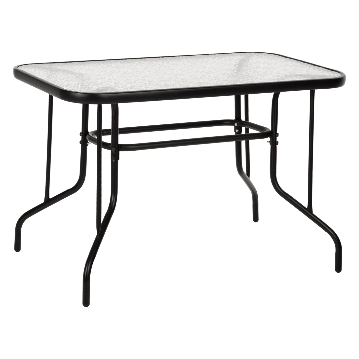 Outdoor Metallic Table Adam Hm5020.03 Black With Reinforced Glass Top 110Χ60Χ71hcm.