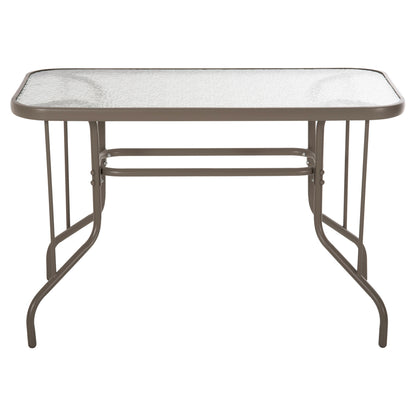 Outdoor Metallic Table Adam Hm5020.04 Champagne Color With Reinforced Glass Top 110Χ60Χ71hcm.
