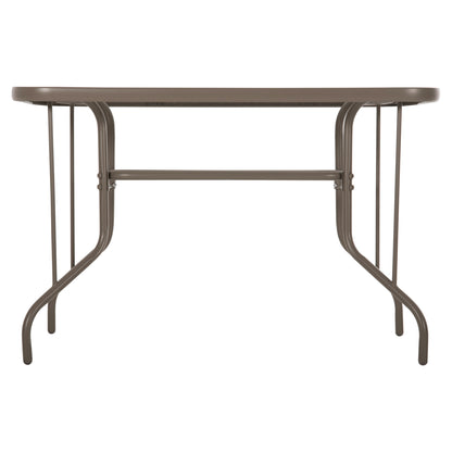 Outdoor Metallic Table Adam Hm5020.04 Champagne Color With Reinforced Glass Top 110Χ60Χ71hcm.