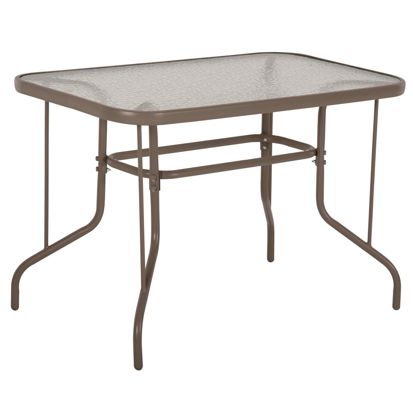 Outdoor Metallic Table Adam Hm5020.04 Champagne Color With Reinforced Glass Top 110Χ60Χ71hcm.
