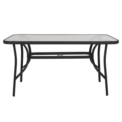 Table Bruno Hm5106.03 Metallic In Black With Tempered Glass Tabletop 140Χ80Χ72hcm.