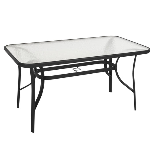 Table Bruno Hm5106.03 Metallic In Black With Tempered Glass Tabletop 140Χ80Χ72hcm.