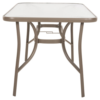 Table Bruno Hm5106.04 Metallic In Champagne Color With Tempered Glass Tabletop 140Χ80Χ71hcm.