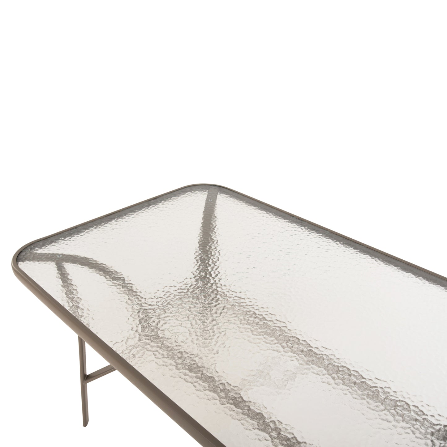 Table Bruno Hm5106.04 Metallic In Champagne Color With Tempered Glass Tabletop 140Χ80Χ71hcm.