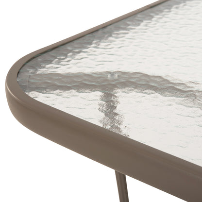 Table Bruno Hm5106.04 Metallic In Champagne Color With Tempered Glass Tabletop 140Χ80Χ71hcm.