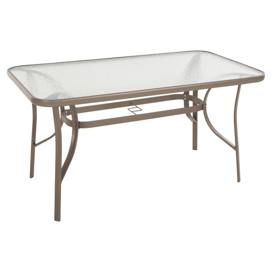 Table Bruno Hm5106.04 Metallic In Champagne Color With Tempered Glass Tabletop 140Χ80Χ71hcm.