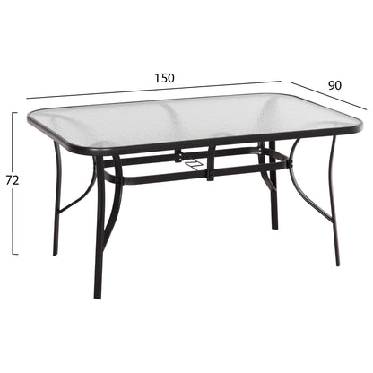 Dining Table Bruno Hm5145.03 Metal In Black Color-tempered Glass 150Χ90Χ72hcm.