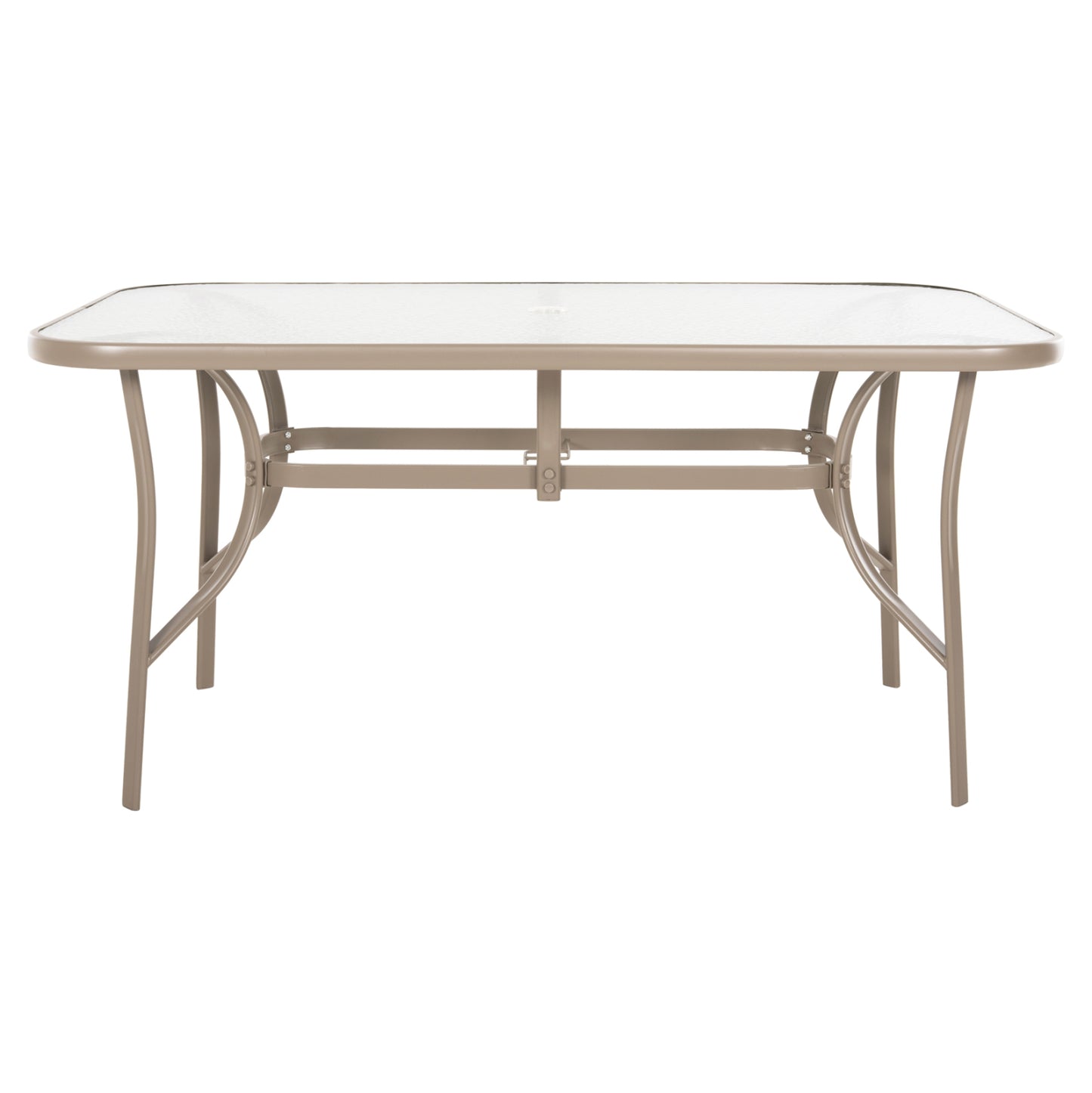 Dining Table Bruno Hm5145.14 Metal In Champagne Color-tempered Glass & Umbrella Hole 150x90Χ72hcm.