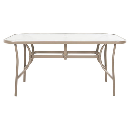 Dining Table Bruno Hm5145.14 Metal In Champagne Color-tempered Glass & Umbrella Hole 150x90Χ72hcm.