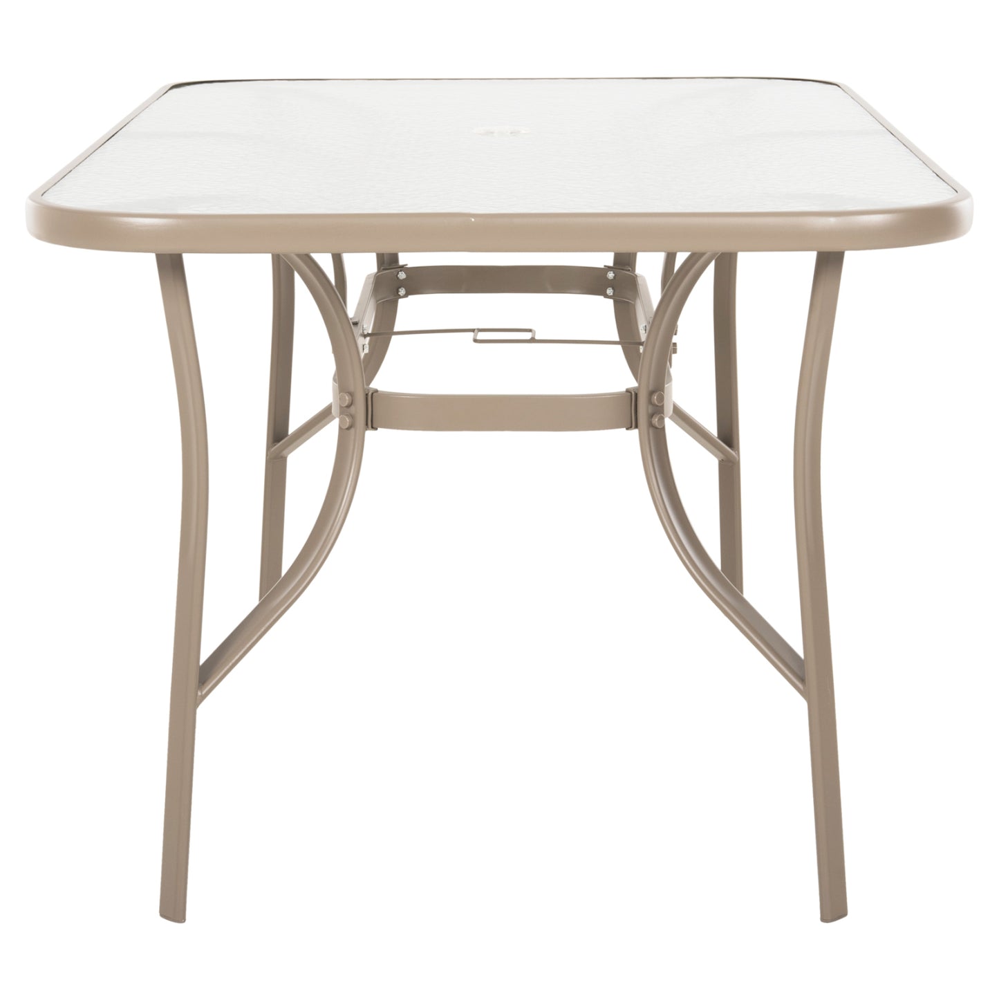 Dining Table Bruno Hm5145.14 Metal In Champagne Color-tempered Glass & Umbrella Hole 150x90Χ72hcm.