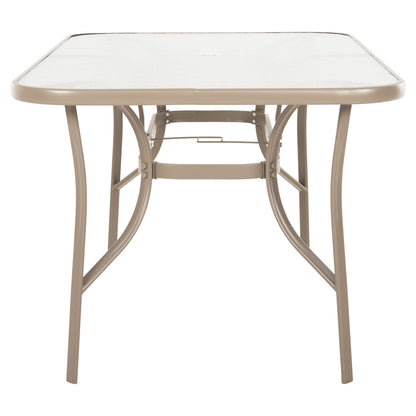 Dining Table Bruno Hm5145.14 Metal In Champagne Color-tempered Glass & Umbrella Hole 150x90Χ72hcm.