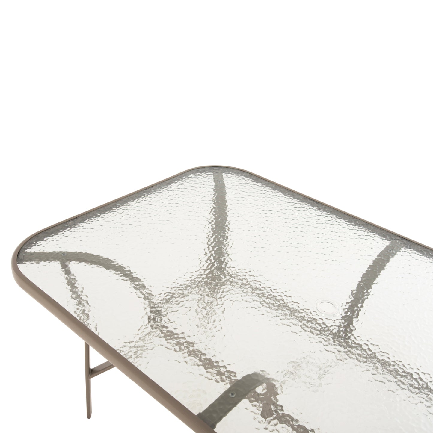 Dining Table Bruno Hm5145.14 Metal In Champagne Color-tempered Glass & Umbrella Hole 150x90Χ72hcm.