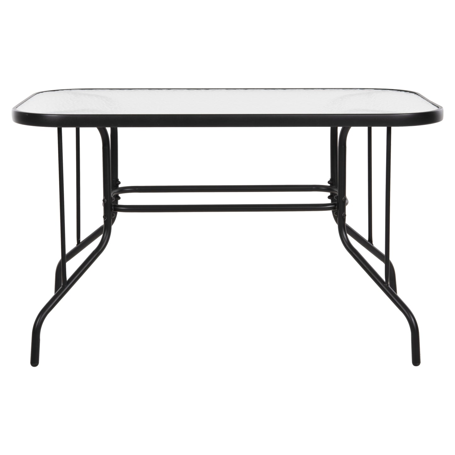 Outdoor Metallic Table Adam Hm5679.03 Black With Reinforced Glass Top 120Χ70Χ70hcm.