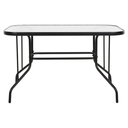 Outdoor Metallic Table Adam Hm5679.03 Black With Reinforced Glass Top 120Χ70Χ70hcm.