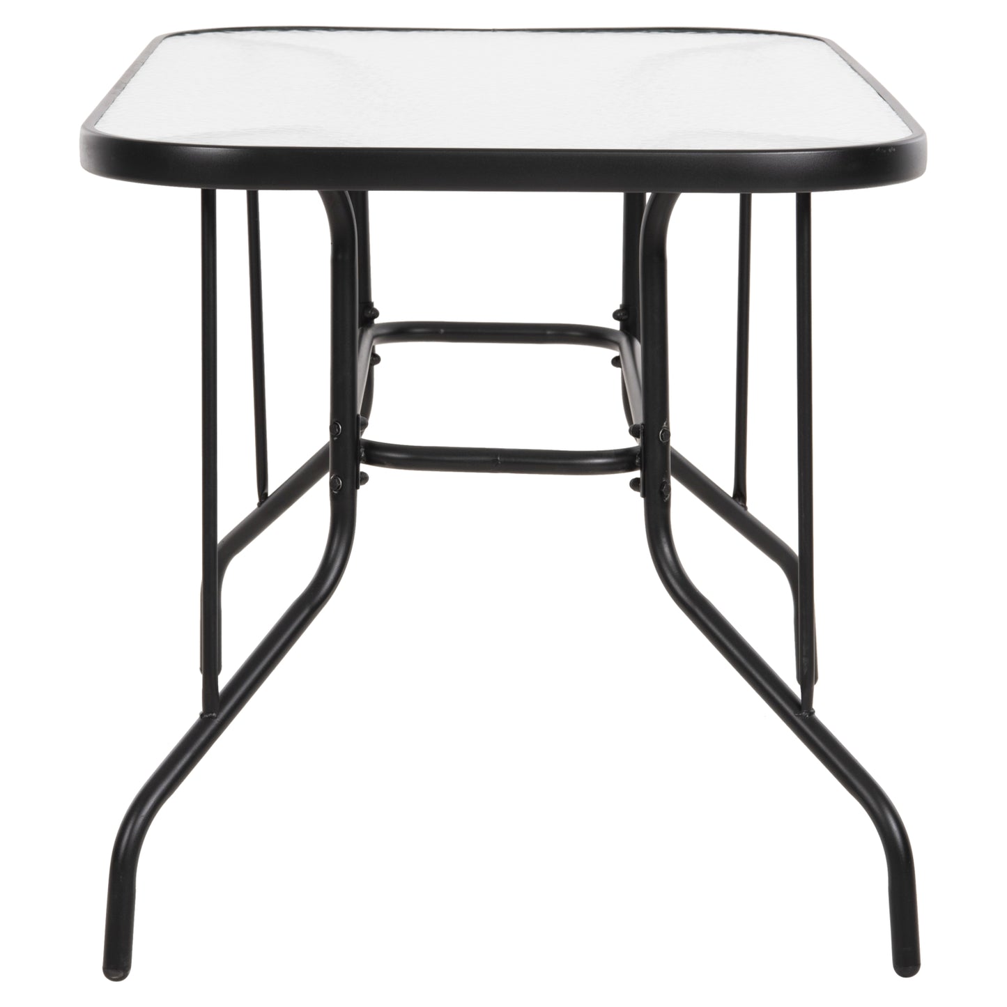 Outdoor Metallic Table Adam Hm5679.03 Black With Reinforced Glass Top 120Χ70Χ70hcm.