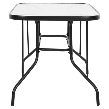 Outdoor Metallic Table Adam Hm5679.03 Black With Reinforced Glass Top 120Χ70Χ70hcm.