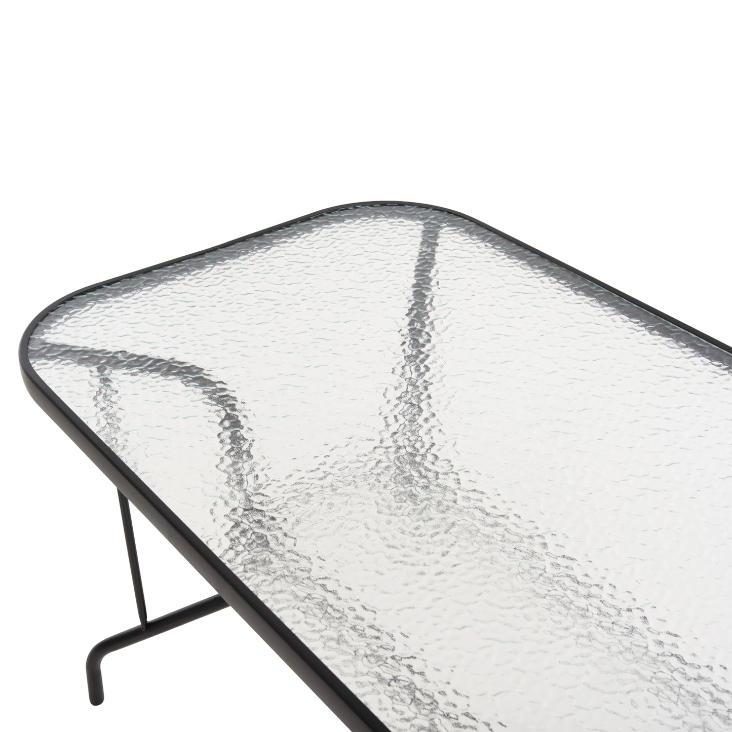 Outdoor Metallic Table Adam Hm5679.03 Black With Reinforced Glass Top 120Χ70Χ70hcm.