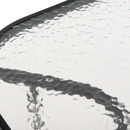 Outdoor Metallic Table Adam Hm5679.03 Black With Reinforced Glass Top 120Χ70Χ70hcm.