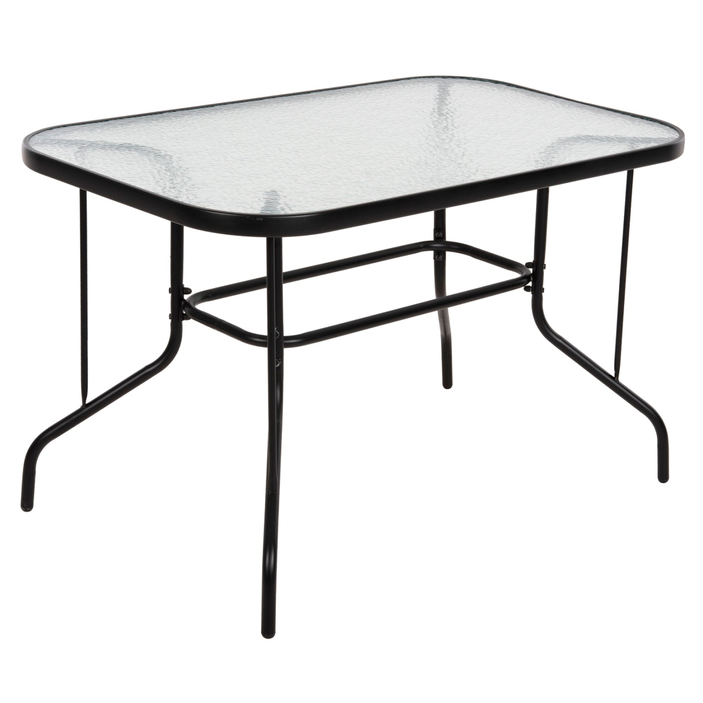 Outdoor Metallic Table Adam Hm5679.03 Black With Reinforced Glass Top 120Χ70Χ70hcm.