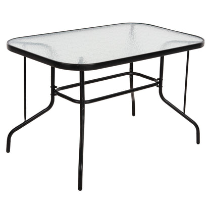 Outdoor Metallic Table Adam Hm5679.03 Black With Reinforced Glass Top 120Χ70Χ70hcm.