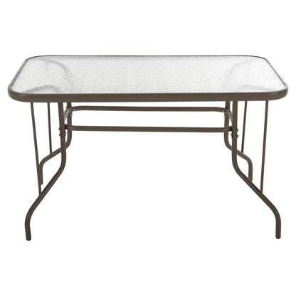Outdoor Metallic Table Adam Hm5679.04 Champagne Color With Reinforced Glass Top 120Χ70Χ71hcm.
