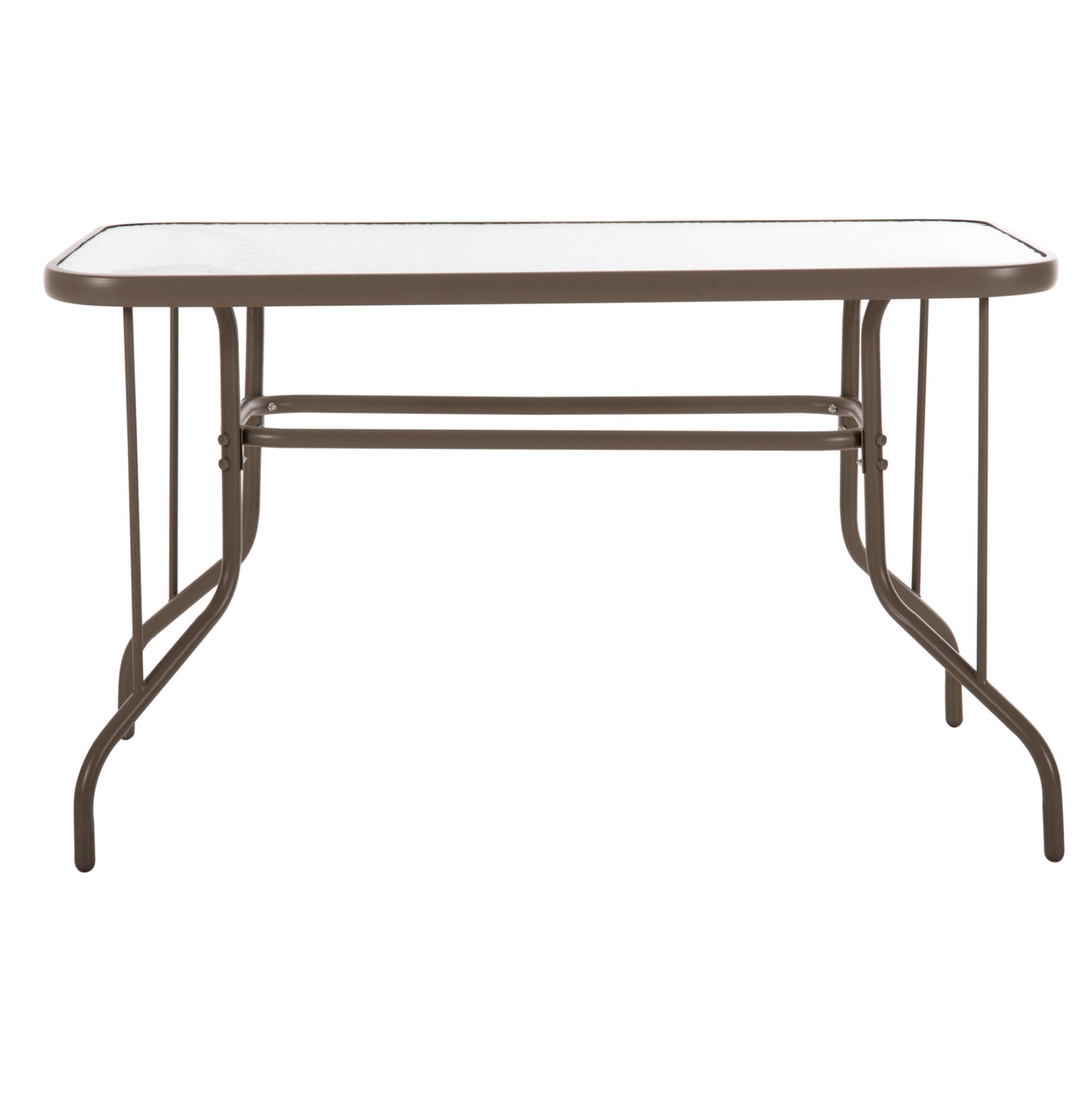 Outdoor Metallic Table Adam Hm5679.04 Champagne Color With Reinforced Glass Top 120Χ70Χ71hcm.