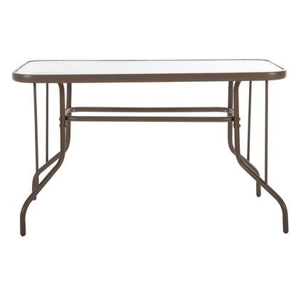 Outdoor Metallic Table Adam Hm5679.04 Champagne Color With Reinforced Glass Top 120Χ70Χ71hcm.