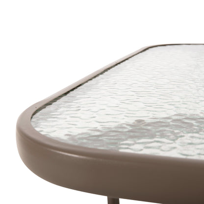 Outdoor Metallic Table Adam Hm5679.04 Champagne Color With Reinforced Glass Top 120Χ70Χ71hcm.