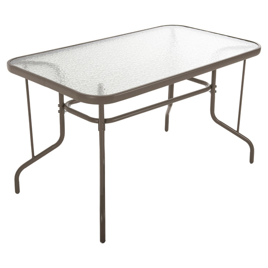 Outdoor Metallic Table Adam Hm5679.04 Champagne Color With Reinforced Glass Top 120Χ70Χ71hcm.