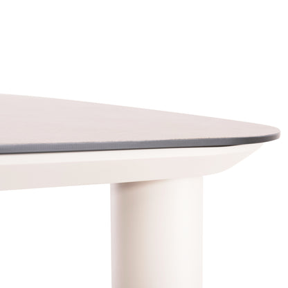 Outdoor Dining Table Dosun Hm6202.02 Cream White Aluminum-3d Print Glass Top In Ceramic Look 220x100x75h