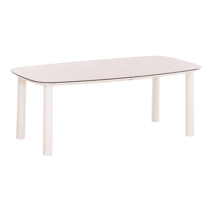 Outdoor Dining Table Dosun Hm6202.02 Cream White Aluminum-3d Print Glass Top In Ceramic Look 220x100x75h