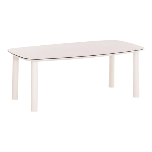 Outdoor Dining Table Dosun Hm6202.02 Cream White Aluminum-3d Print Glass Top In Ceramic Look 220x100x75h
