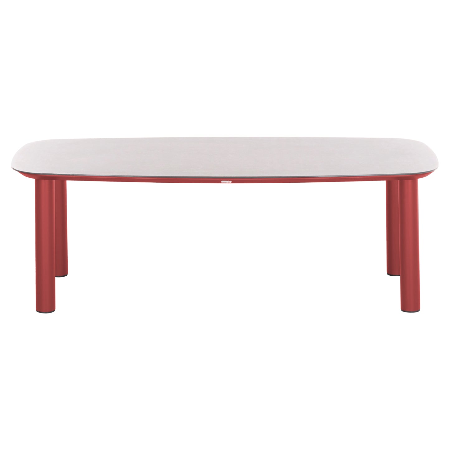 Outdoor Dining Table Dosun Ηm6202.05 Red Aluminum-3d Print Glass Top In Light Grey 220x100x75h