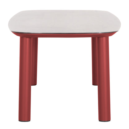 Outdoor Dining Table Dosun Ηm6202.05 Red Aluminum-3d Print Glass Top In Light Grey 220x100x75h