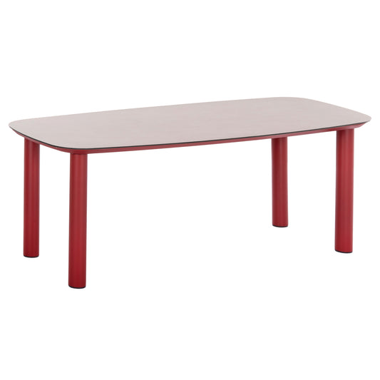 Outdoor Dining Table Dosun Ηm6202.05 Red Aluminum-3d Print Glass Top In Light Grey 220x100x75h