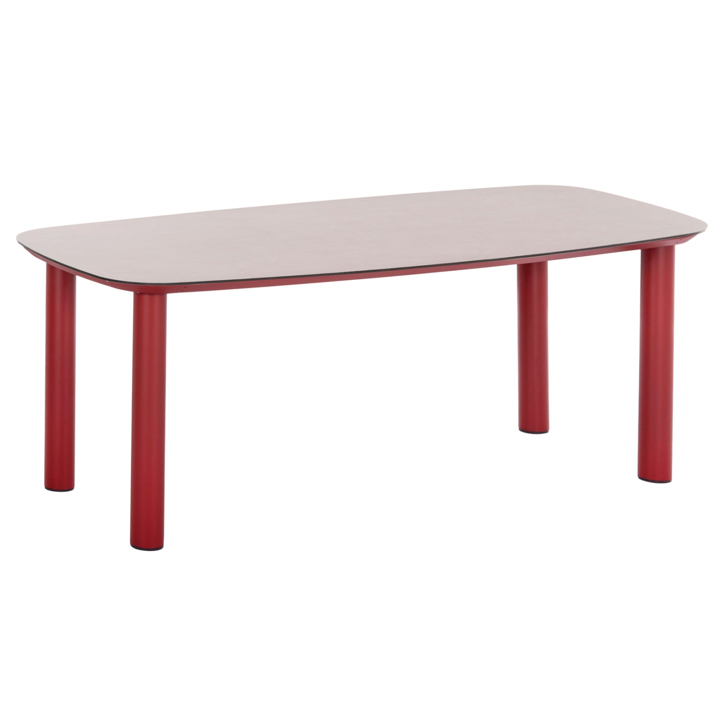 Outdoor Dining Table Dosun Ηm6202.05 Red Aluminum-3d Print Glass Top In Light Grey 220x100x75h