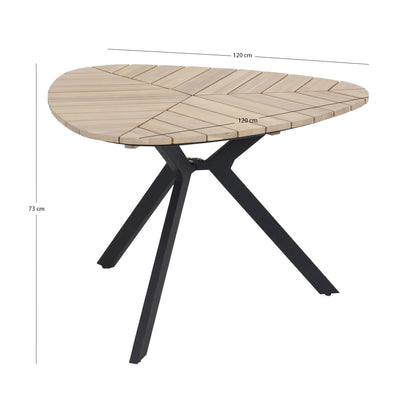 Outdoor Table Traden Hm6242 Acacia Wood In Leaf Shape-metal Legs 110x108x76hcm.