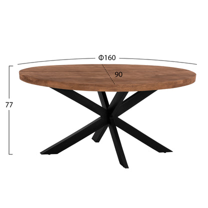 Dining Table Oval Levinho Hm8482.11 Solid Mango Wood 160x90x77h