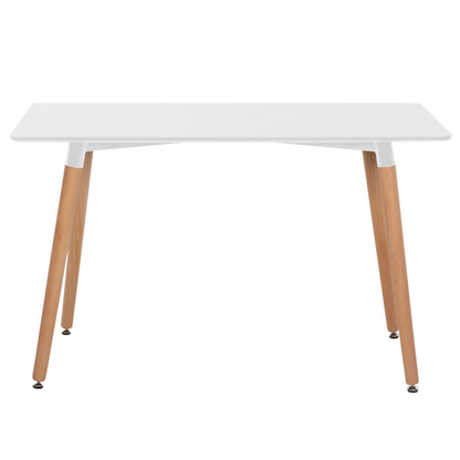 Dining Table Minimal Hm8581.01 White Mdf-beech Wood Legs In Natural Color 120Χ60x74hcm.